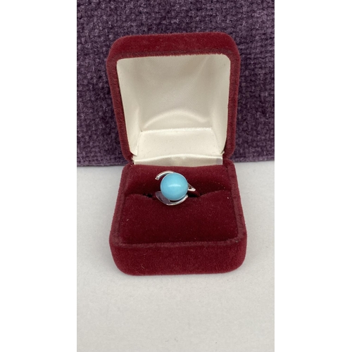 43 - Handcrafted from Premium 925 Sterling Silver  Round Bead Natural Turquoise Ring (Unused) Taken Back ... 