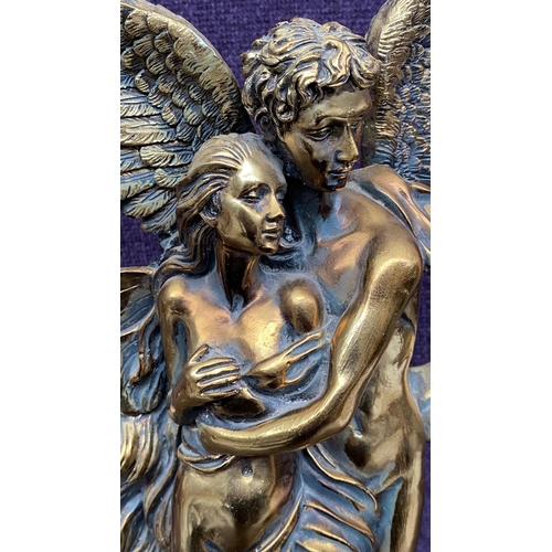 1 - Large Wooden Amor and Psyche Sculpture Depicts a Classic Love Story in Ancient Greek Mythology in Go... 