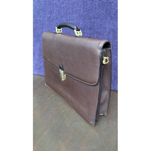 322 - Bally Brown Leather Briefcase with Combination Lock (960)