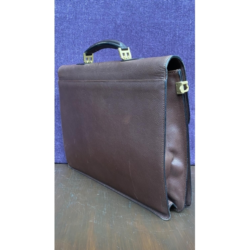 322 - Bally Brown Leather Briefcase with Combination Lock (960)