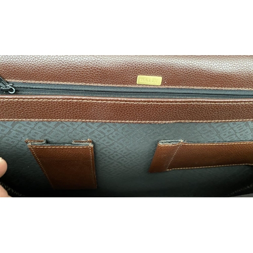 322 - Bally Brown Leather Briefcase with Combination Lock (960)