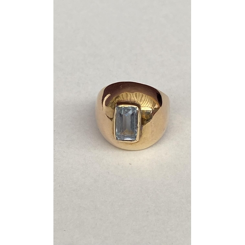 42 - Vintage Very Old 18k? Yellow Gold Blue Topaz Ring for The Small Finger 4,6 gr