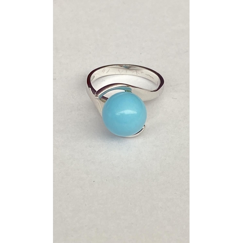 43 - Handcrafted from Premium 925 Sterling Silver  Round Bead Natural Turquoise Ring (Unused) Taken Back ... 