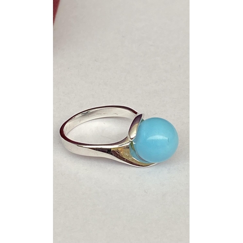 43 - Handcrafted from Premium 925 Sterling Silver  Round Bead Natural Turquoise Ring (Unused) Taken Back ... 