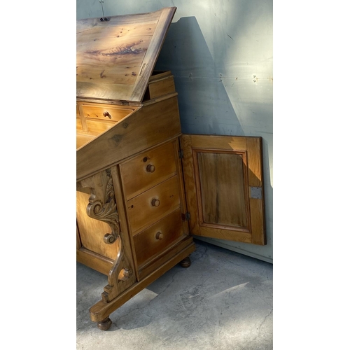 71 - Antique 19th Century Pine Wood Davenport Bureau Desk (79 W. x 59 D. x 89cm H.)