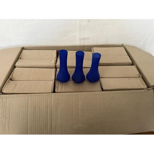 381 - Box of 36 Small Pure Glass Cobalt Blue Vases (Unused, Boxed)