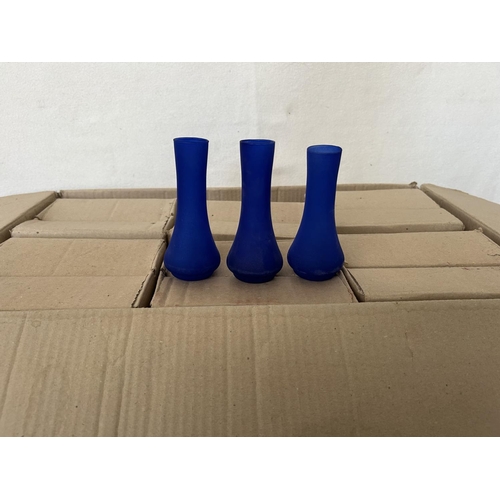 381 - Box of 36 Small Pure Glass Cobalt Blue Vases (Unused, Boxed)