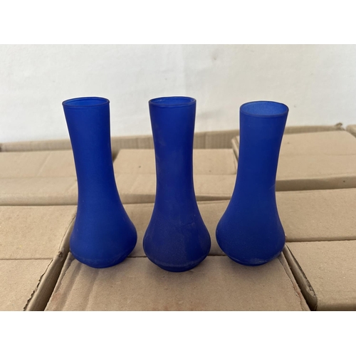 381 - Box of 36 Small Pure Glass Cobalt Blue Vases (Unused, Boxed)