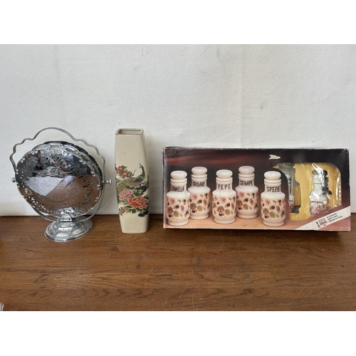 463 - Kitchen Spice Set, Folding Cake Stand and Decorative Vase