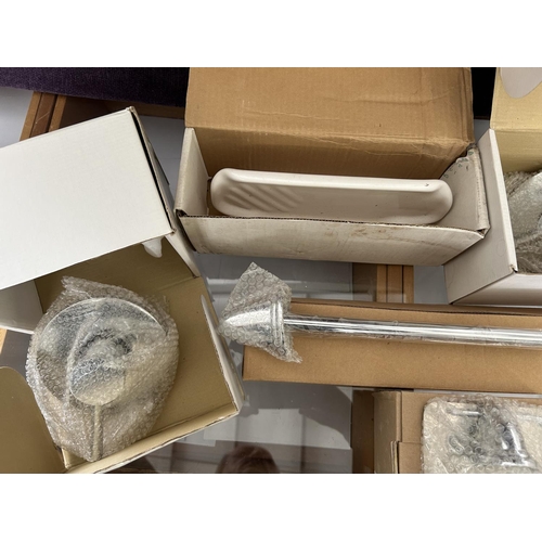 522 - Qty of Bathroom Accessories, Bath Mixers (x2), Towel Rail, Toilet Roll Holder and Soap Holder (Unuse... 