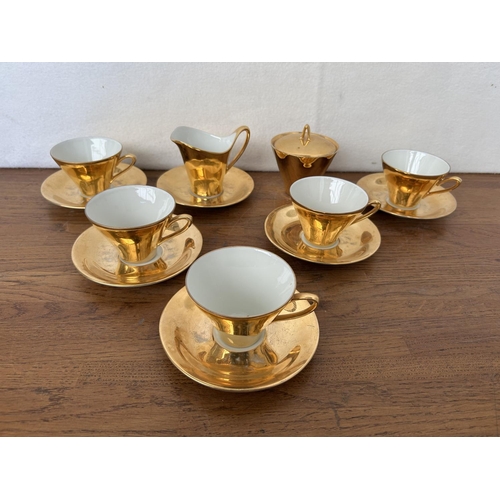 157 - Bavarian Johann Feltman Gold Porcelain 13-Piece Coffee Set