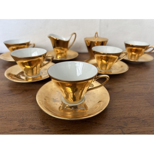 157 - Bavarian Johann Feltman Gold Porcelain 13-Piece Coffee Set