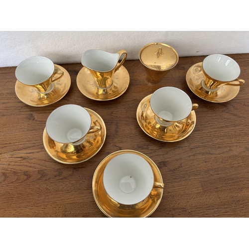 157 - Bavarian Johann Feltman Gold Porcelain 13-Piece Coffee Set