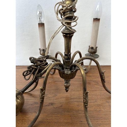 206 - Vintage Brass 6-Arm Chandelier