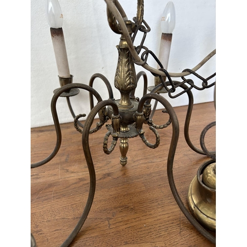 207 - Vintage Brass 6-Arm Chandelier