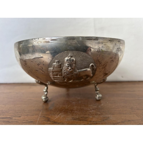 230 - Antique Cypriot Gilt Silver 830 3-Footed Bowl (480gr) Diameter 22cm