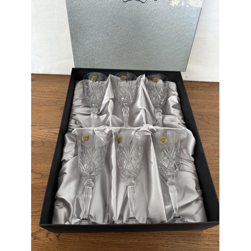 66 - Set of 6 RCR Lead Crystal Goblets in Box Made in Tuscany Italy (Unused)