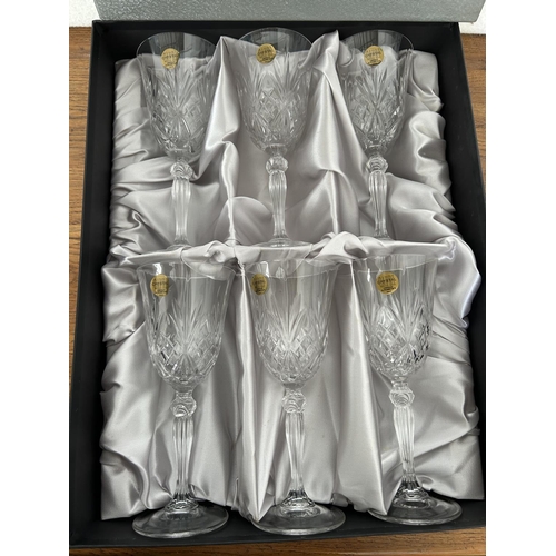 66 - Set of 6 RCR Lead Crystal Goblets in Box Made in Tuscany Italy (Unused)