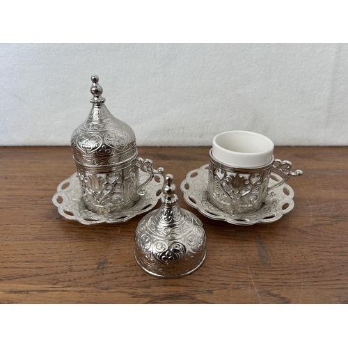 171 - x2 Ottoman Anatolia Style Coffee Cups and Saucers