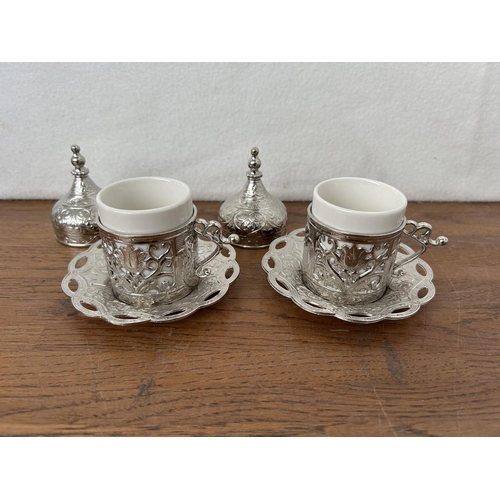 171 - x2 Ottoman Anatolia Style Coffee Cups and Saucers