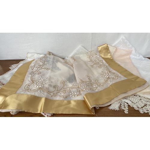 382 - Large Qty of Table Runners and Laces Incl. Large Table Cloth