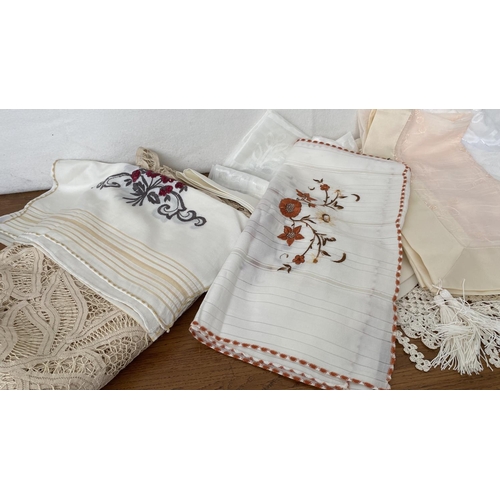 382 - Large Qty of Table Runners and Laces Incl. Large Table Cloth