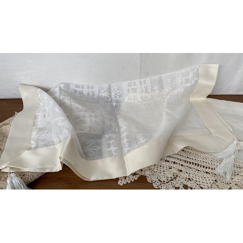 382 - Large Qty of Table Runners and Laces Incl. Large Table Cloth