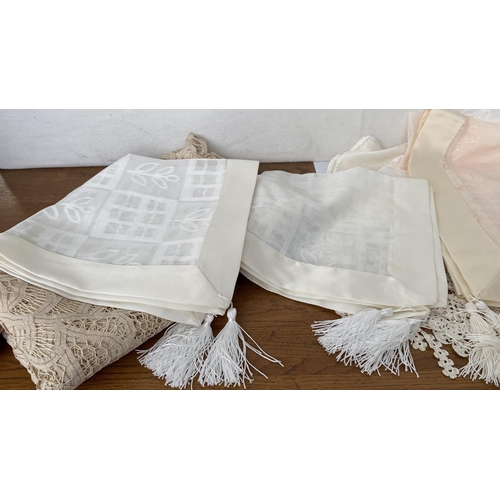 382 - Large Qty of Table Runners and Laces Incl. Large Table Cloth