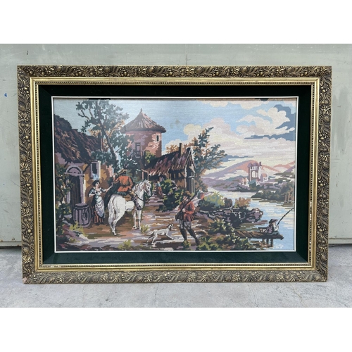 501 - Large Vintage Tapestry in Gilt Frame (106 x 75cm)