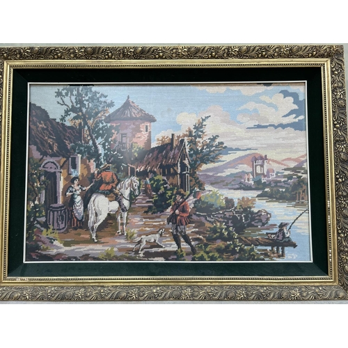 501 - Large Vintage Tapestry in Gilt Frame (106 x 75cm)