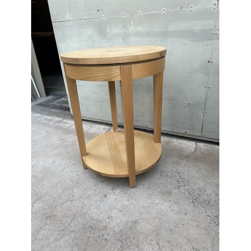 144 - American Drexel Heritage Circular Side Table in Light Blonde Finish - Code AM6895J