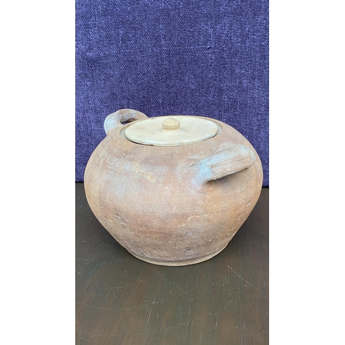 202 - Large Vintage Cypriot Clay Pottery Double Handled Pot with Lid (For Kleftiko)