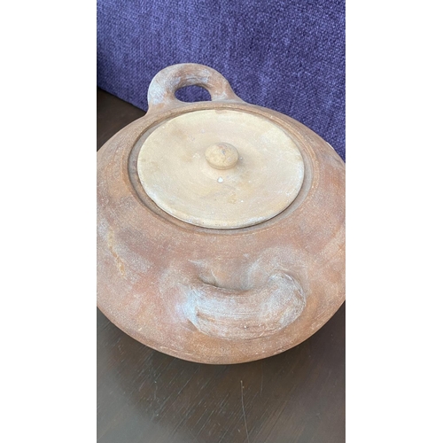 202 - Large Vintage Cypriot Clay Pottery Double Handled Pot with Lid (For Kleftiko)