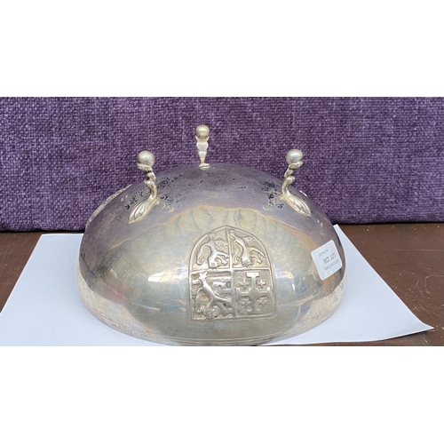 230 - Antique Cypriot Gilt Silver 830 3-Footed Bowl (480gr) Diameter 22cm