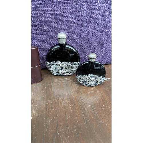 427 - Collection of Vintage Perfume Bottles Incl. Black Baroque Glass Bottle - Vanity Decor