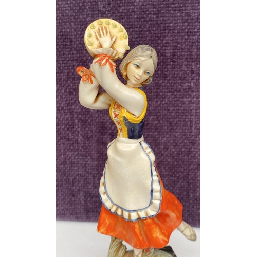 88 - Vintage Depose 906 Italy Dancer with Tambourine Resin Figurine on Marble Base (21cm H.)