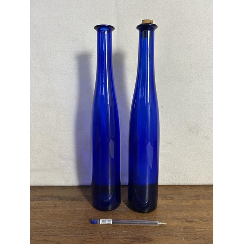 368 - Two Blue Long Neck Bottles