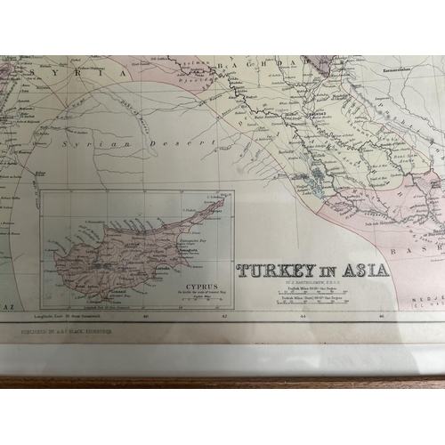 631 - Antique 1882 By Adams and Charles Black Edinburg Map of Turkish Empire and Cyprus (65 x 56cm)