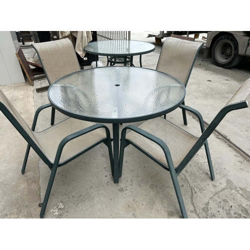 645 - Glass Top Aluminium Circular Garden Table with 4 Matching Chairs - Code AM6741T, AM7137F, AM7137D, A... 