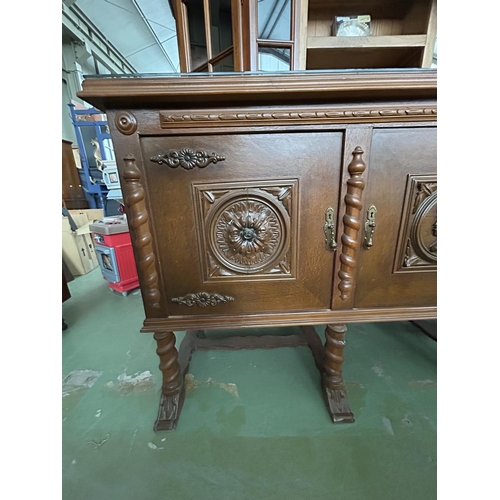 667 - Antique Renaissance French Style Solid Oak Buffet Unit (185 W. x 52 D. x 100cm H.)