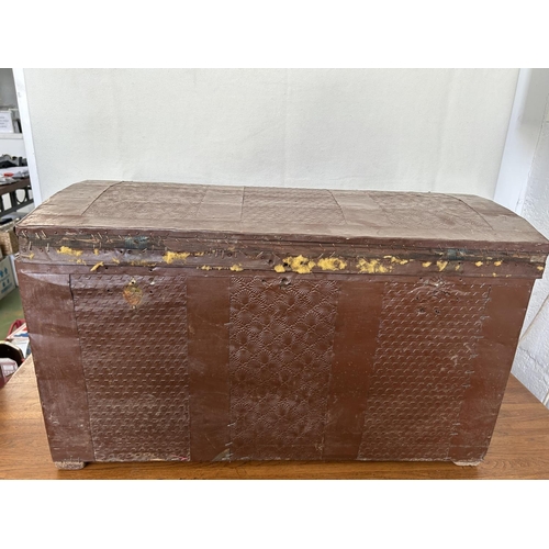 681 - Antique Wood and Metal Chest/Trunk (78cm W.)