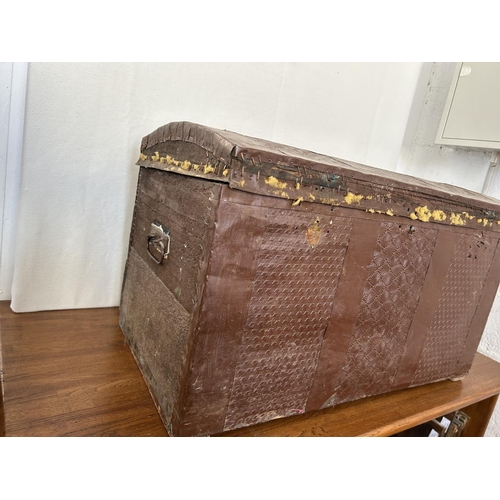 681 - Antique Wood and Metal Chest/Trunk (78cm W.)