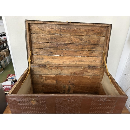 681 - Antique Wood and Metal Chest/Trunk (78cm W.)