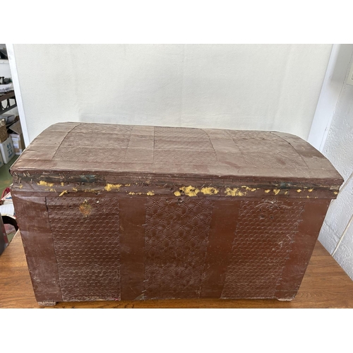 681 - Antique Wood and Metal Chest/Trunk (78cm W.)