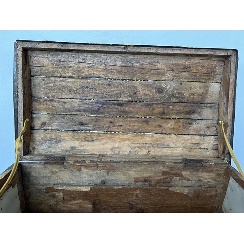 681 - Antique Wood and Metal Chest/Trunk (78cm W.)