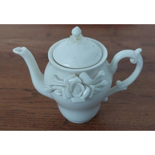 25 - Vintage Miniature 3D Rose Design White Teapot Tea Set, Decorative and Collectible Perfect For Displa... 