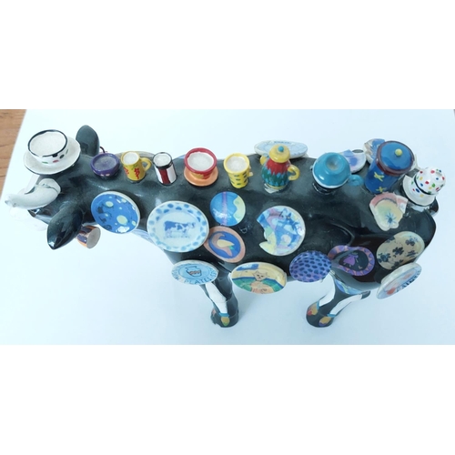 69 - The Moo Potter 2007 From Cow Parade Collection American Fold Art with Hand Painted Tea Pots and Plat... 