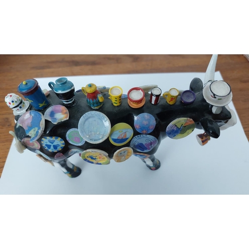 69 - The Moo Potter 2007 From Cow Parade Collection American Fold Art with Hand Painted Tea Pots and Plat... 