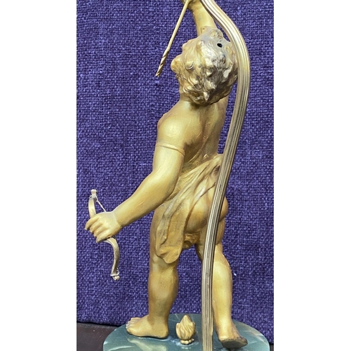 20 - Beautiful Gilt Bronze Cherubs Sculpture Standing on Alabaster Base (44cm H.)