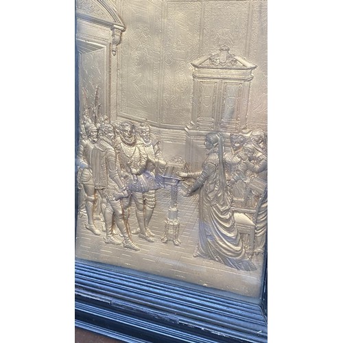 4 - Late Victorian Cast Wax Picture Depicting Queen Elizabeth Court Scenes in Frame (32 x 42cm)